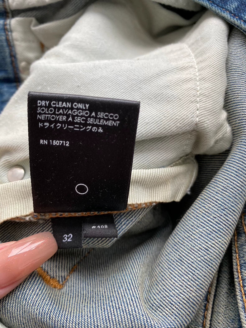 Amiri Washed Blue Leopard Print Jeans