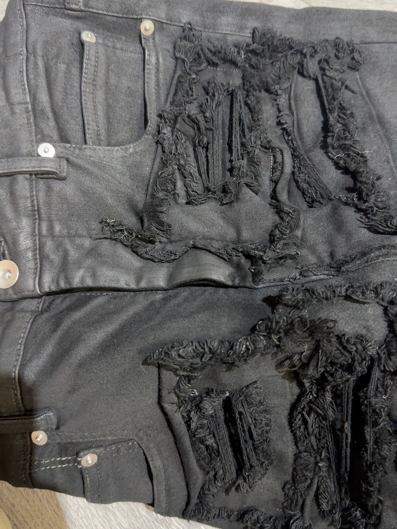 Rick Owens 21FW Distressed Waxed Jeans