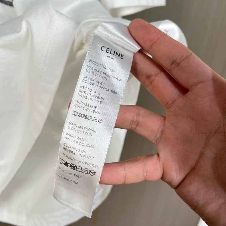 Celine Printed Short Sleeve T-Shirt in White