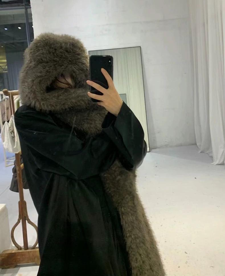 Cornerstone Warm Plush Hooded Scarf-zp