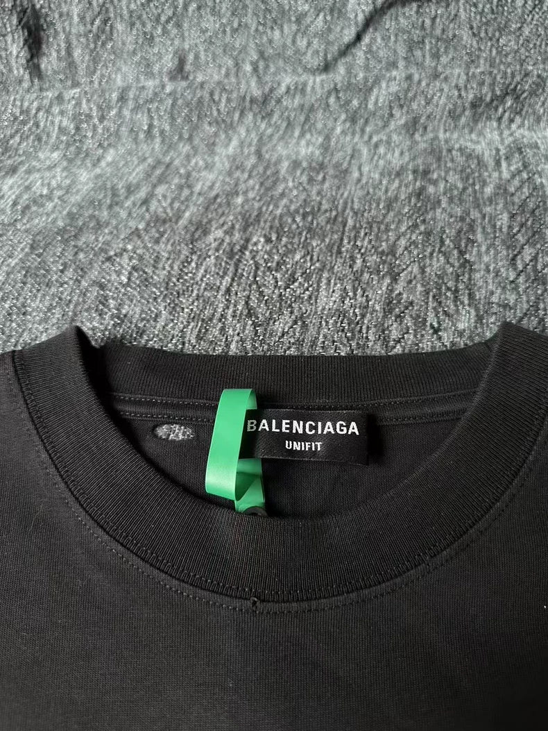 Balenciaga Distressed Logo Short Sleeve T-Shirt