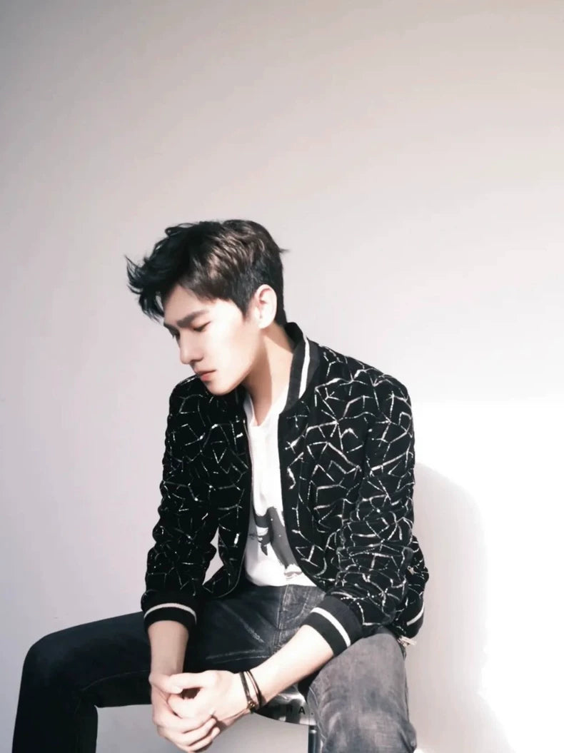 Black Velvet Jacket with Sequins by Saint Laurent