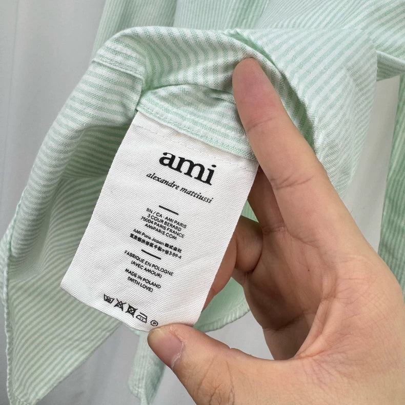 Ami Striped Heart Embroidery Shirt-yf