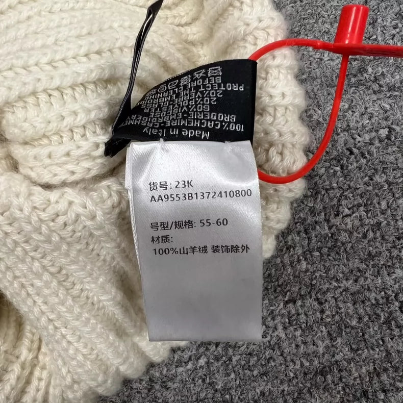 Chanel Cream Wool Logo Beanie Hat