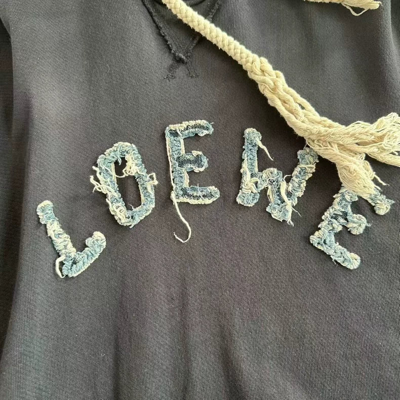 Loewe Embroidered Logo Fringe Hoodie
