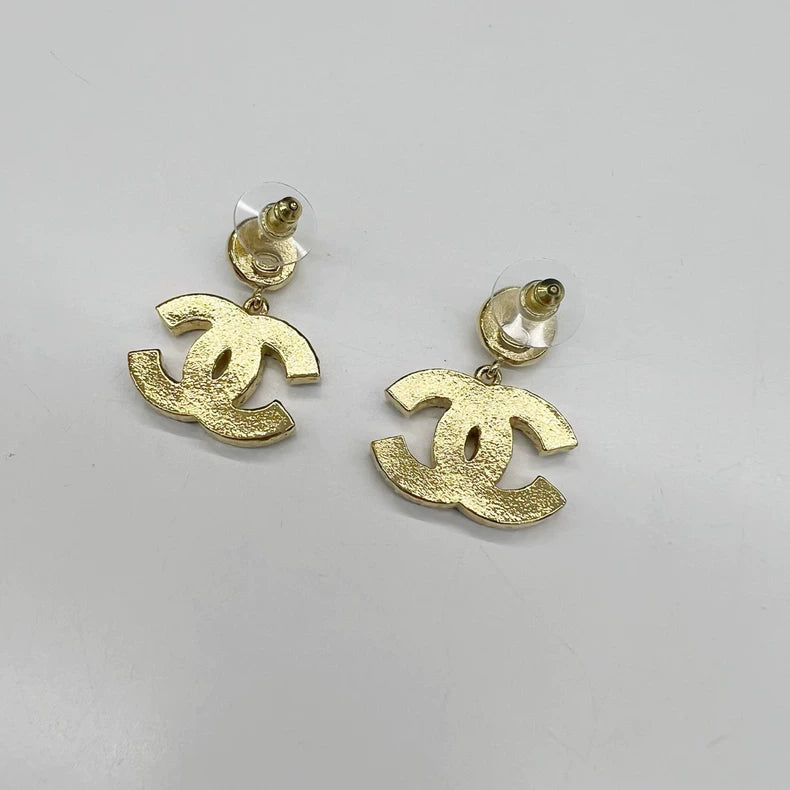 Chanel Enamel Pearl Double C Earrings-yf
