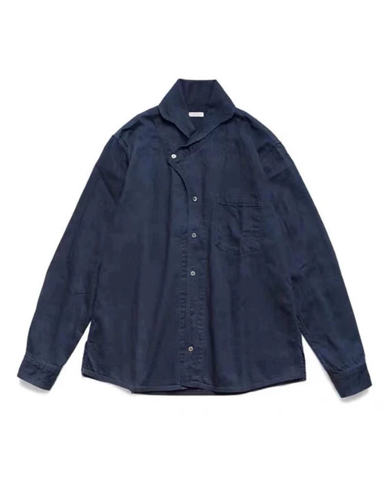 Kapital Blue Dyed Shirt with Unique Collar