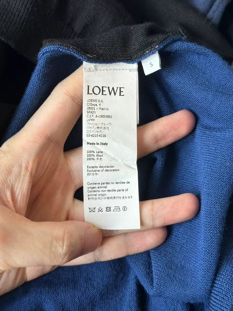Loewe Black and Blue Wool Polo Shirt