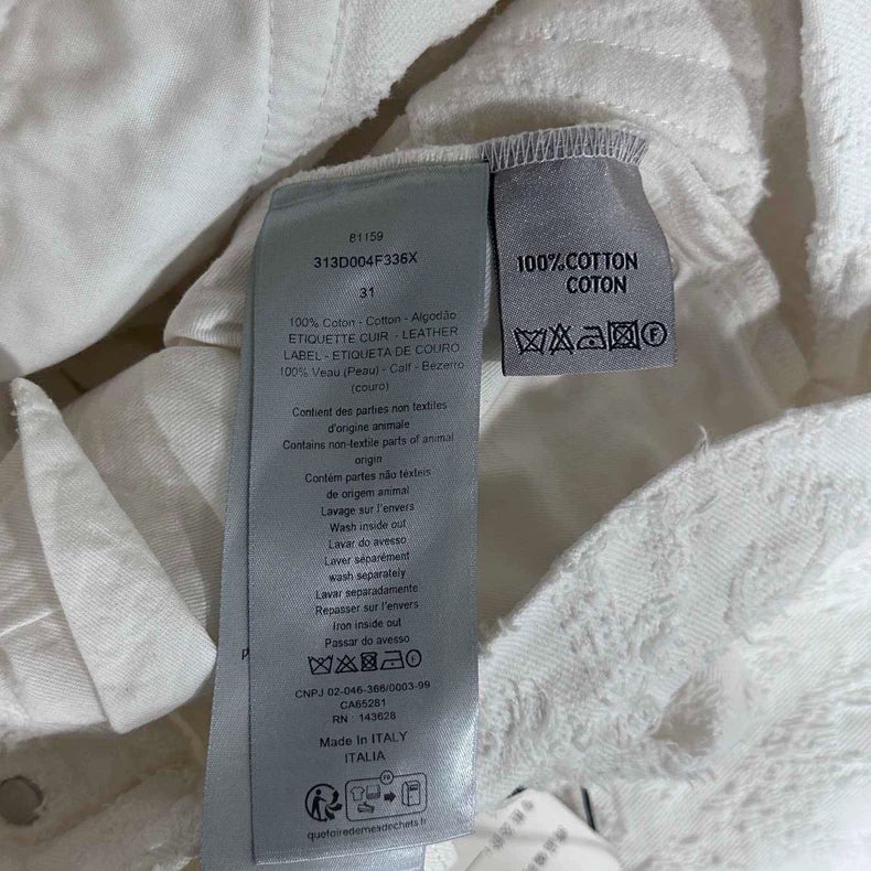 Dior Distressed White Denim Jeans-yf