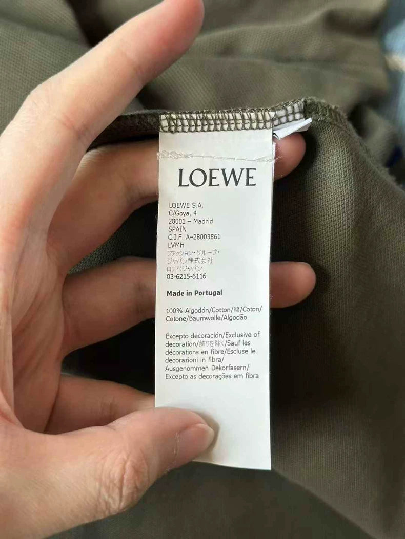 Loewe Embroidered Polo Shirt in Olive Green