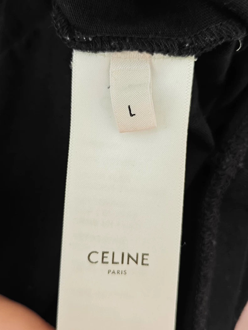Celine Black Short Sleeve Logo T-Shirt
