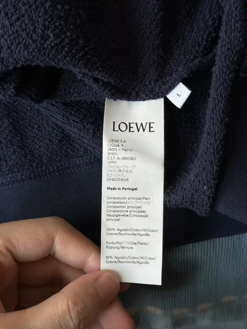 Loewe Navy Blue Embroidered Logo Hoodie