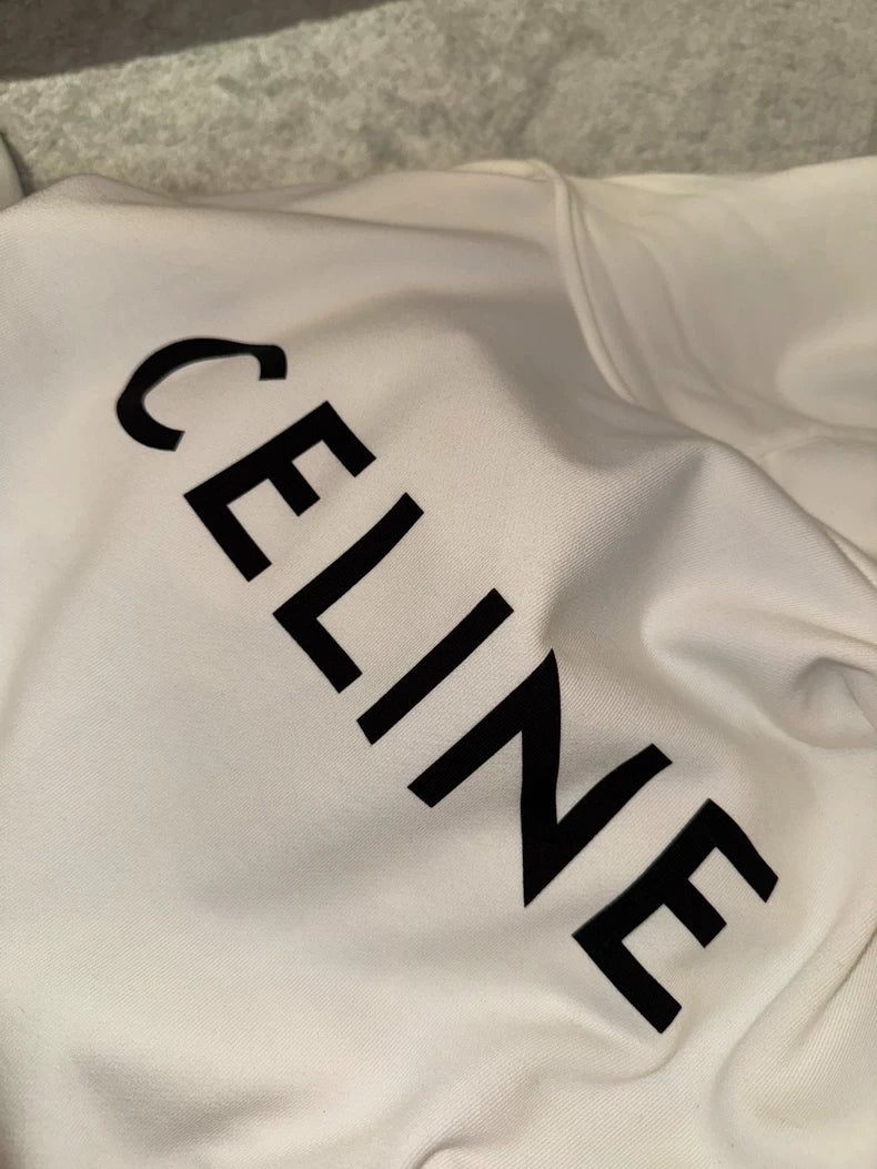 Celine White Zip Hoodie Sweatshirt Size S