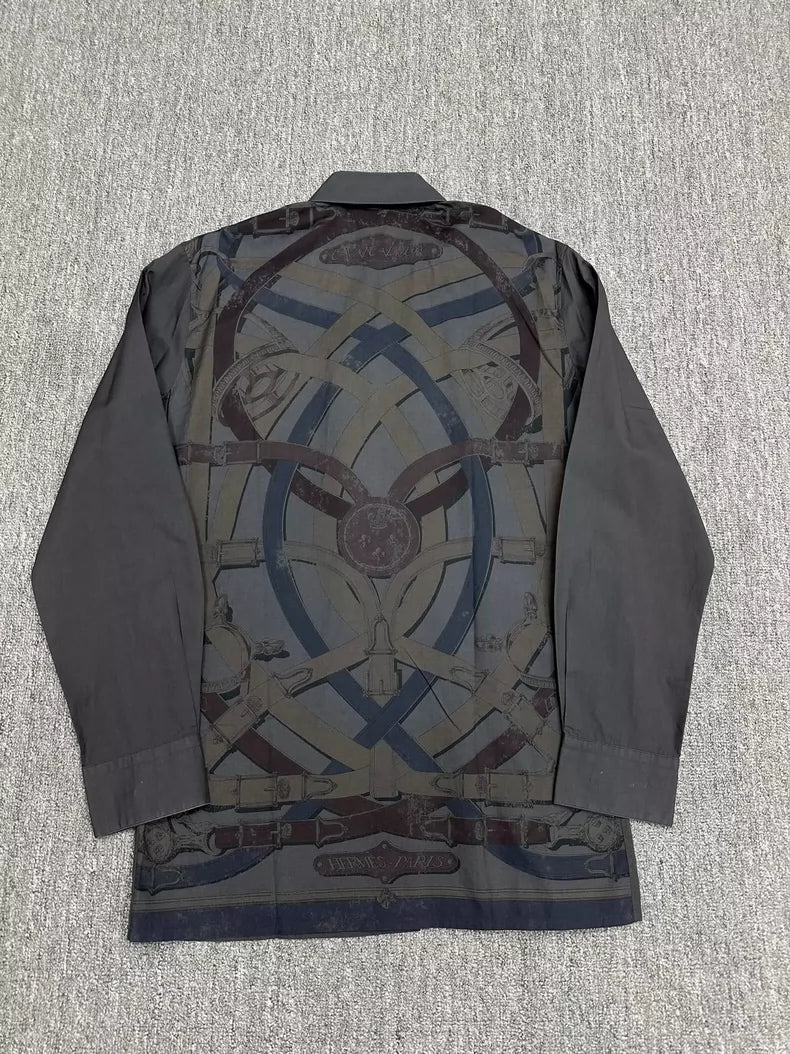 Hermes Spliced Print Button-Up Shirt