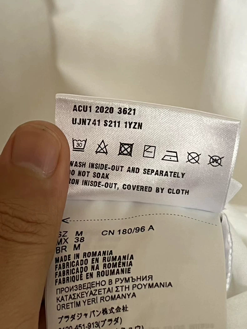 Prada White Triangle Logo Short Sleeve Tee