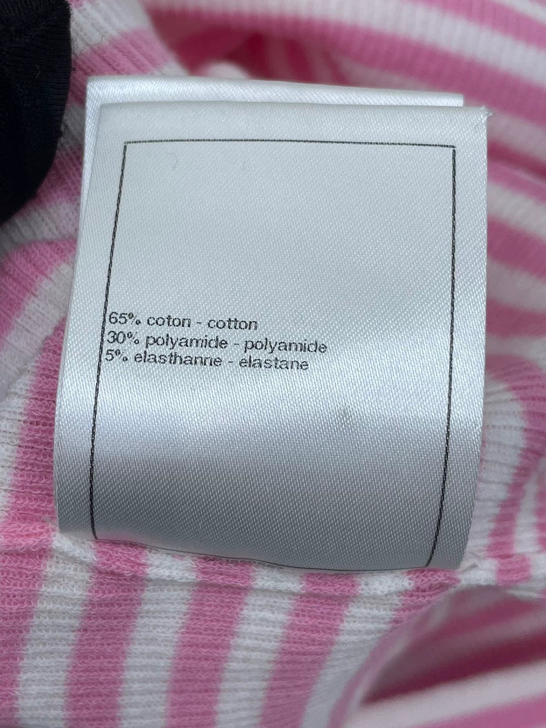 Chanel Pink Striped Knit Short Sleeve Top