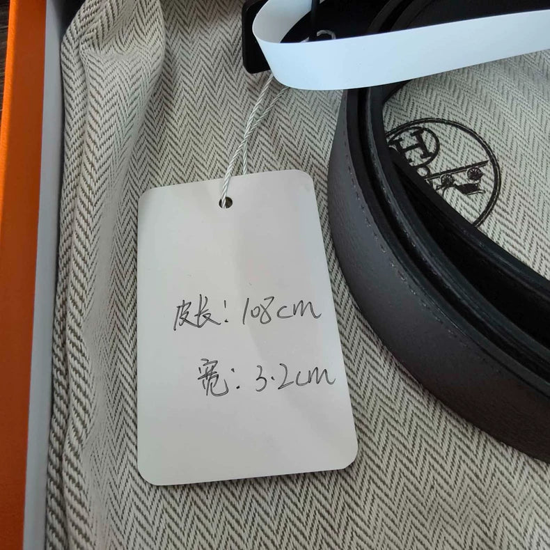 HERMES Double-Sided Belt with Gray Buckle