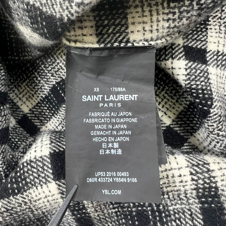 Saint Laurent Black and White Flannel Shirt