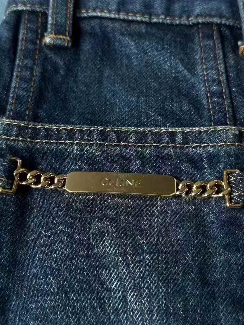 Celine Denim Chain Skirt