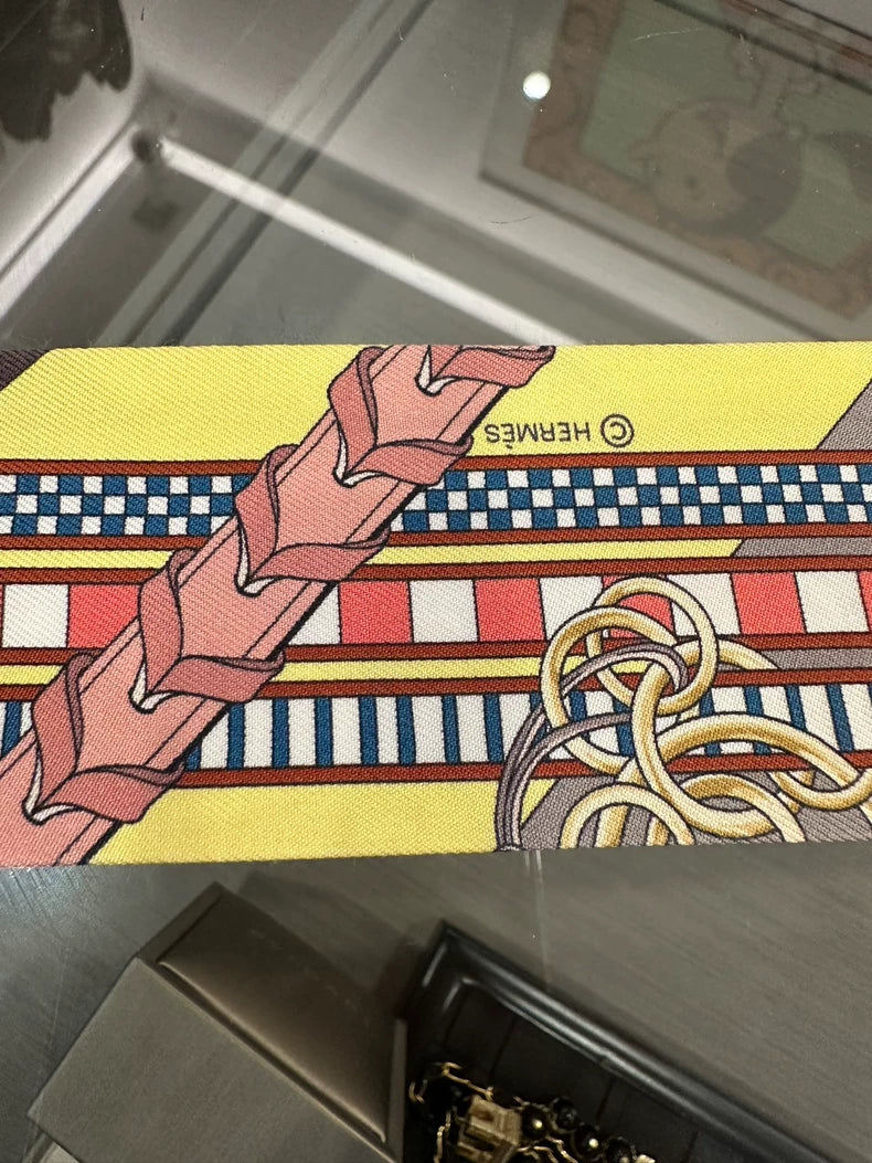 Hermes Colorful Twilly Silk Scarf 5cm x 86cm