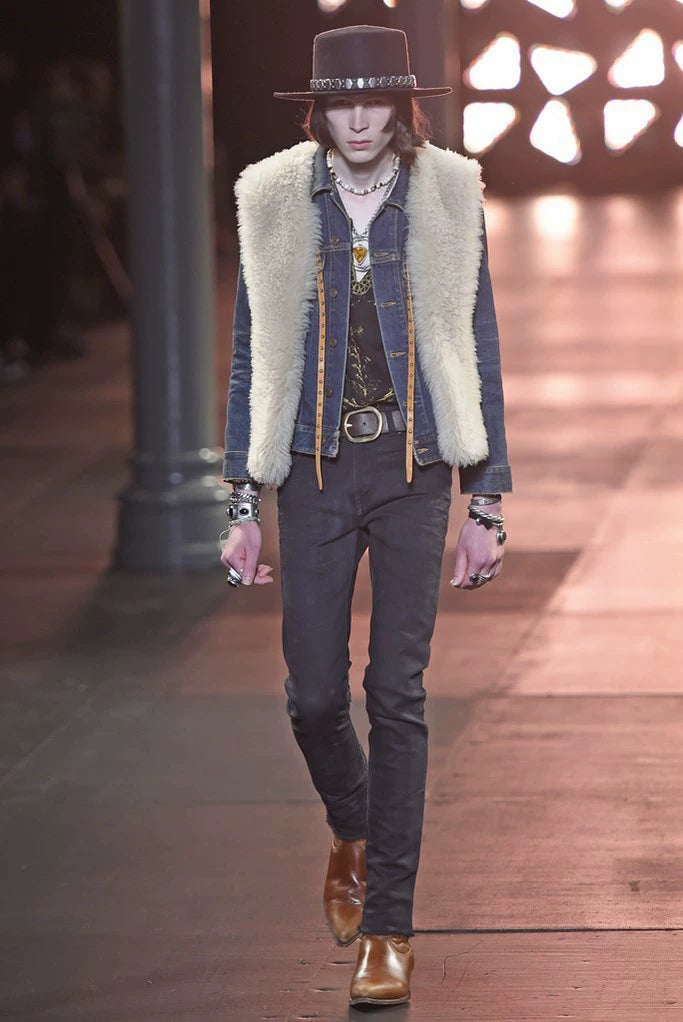 SAINT LAURENT 2015SS Washed Blue Denim Jacket