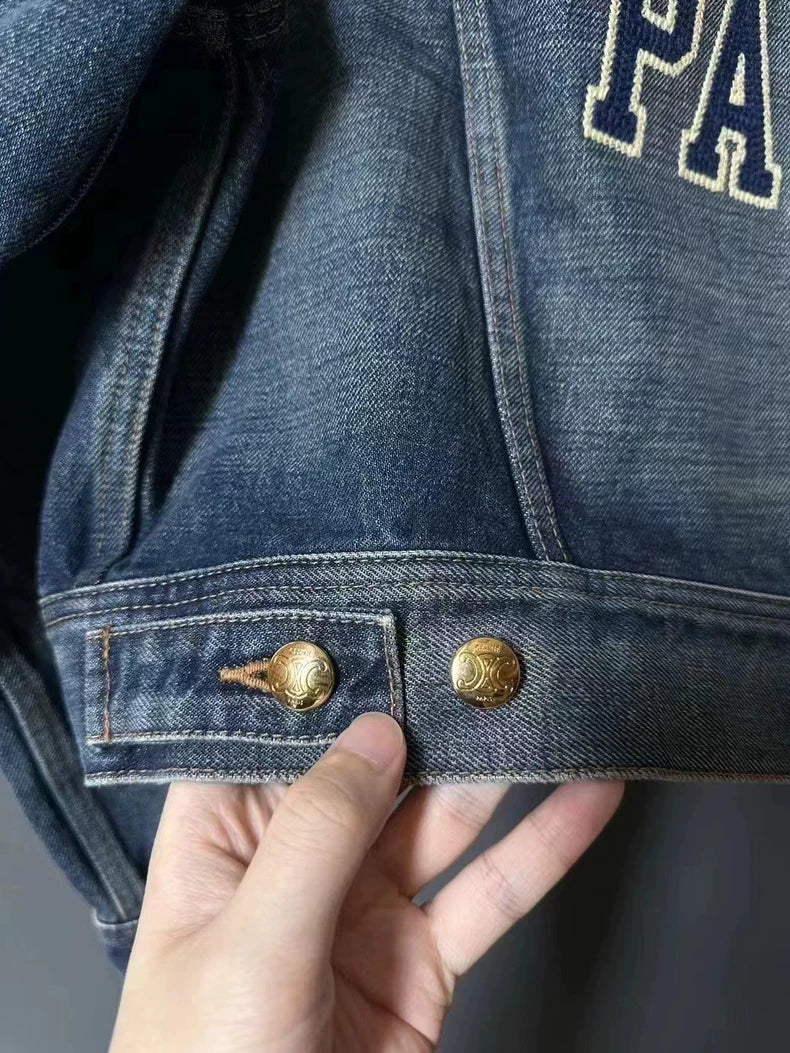 Celine Denim Jacket with Lettering on Back