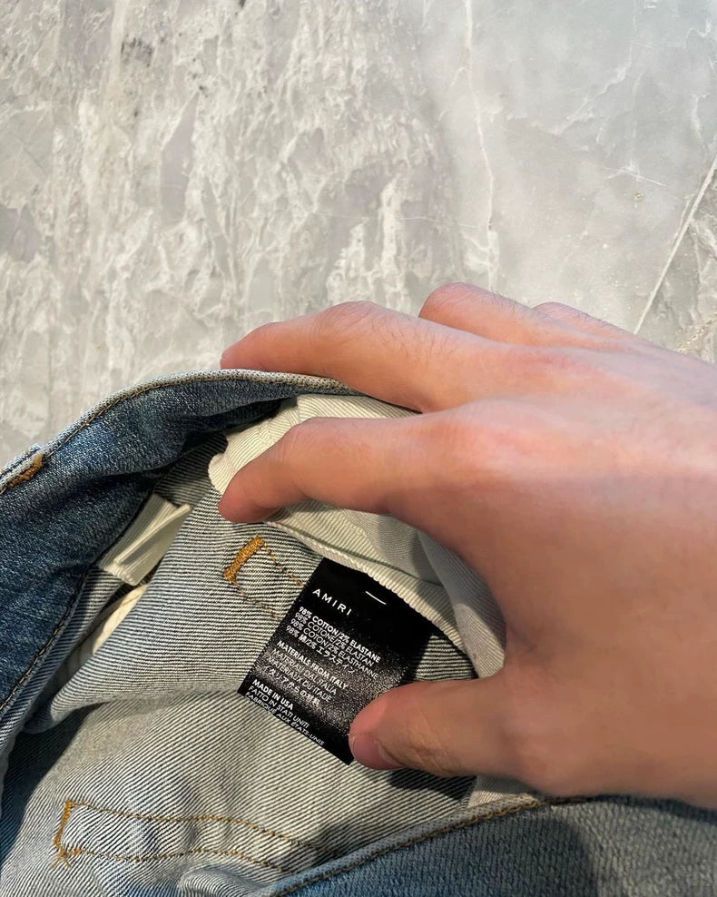 Amiri Watercolor Render Patchwork Denim Pants