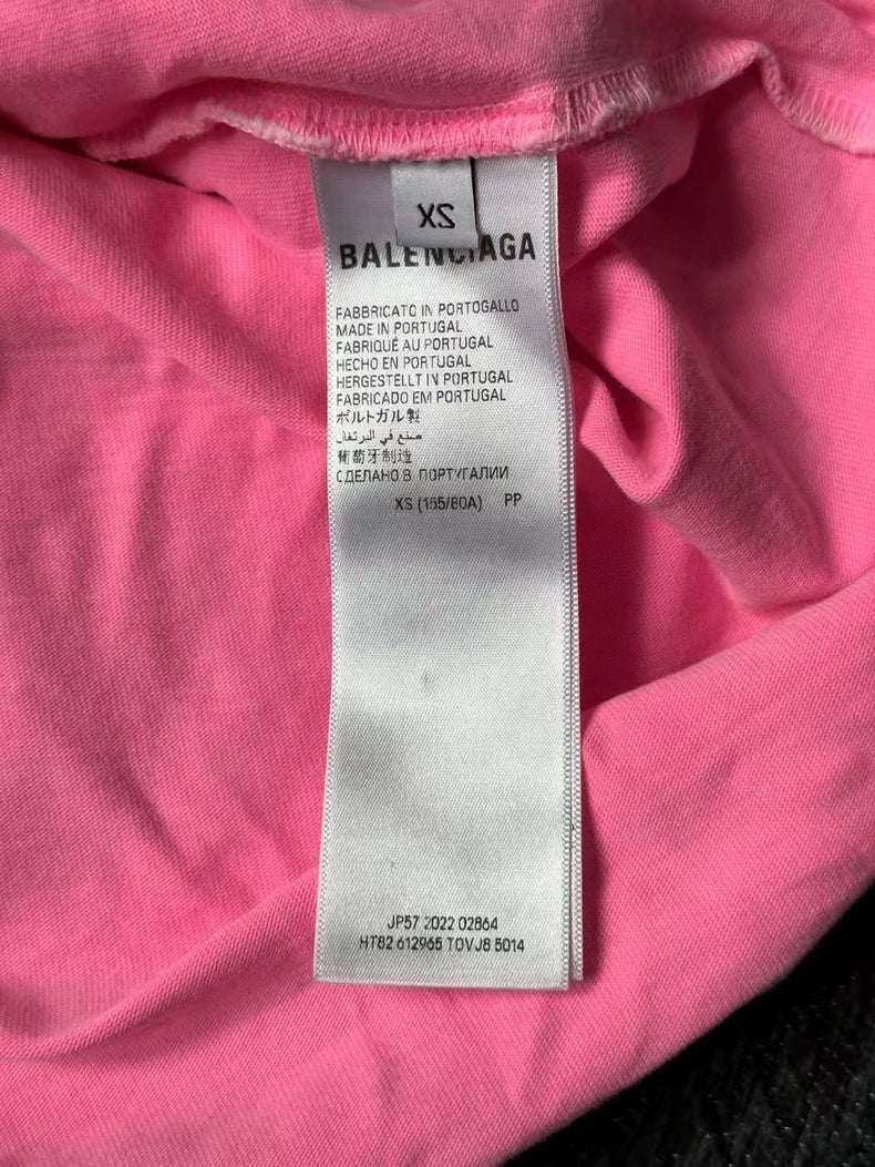 Balenciaga Wash Pink Graphic Short Sleeve Tee