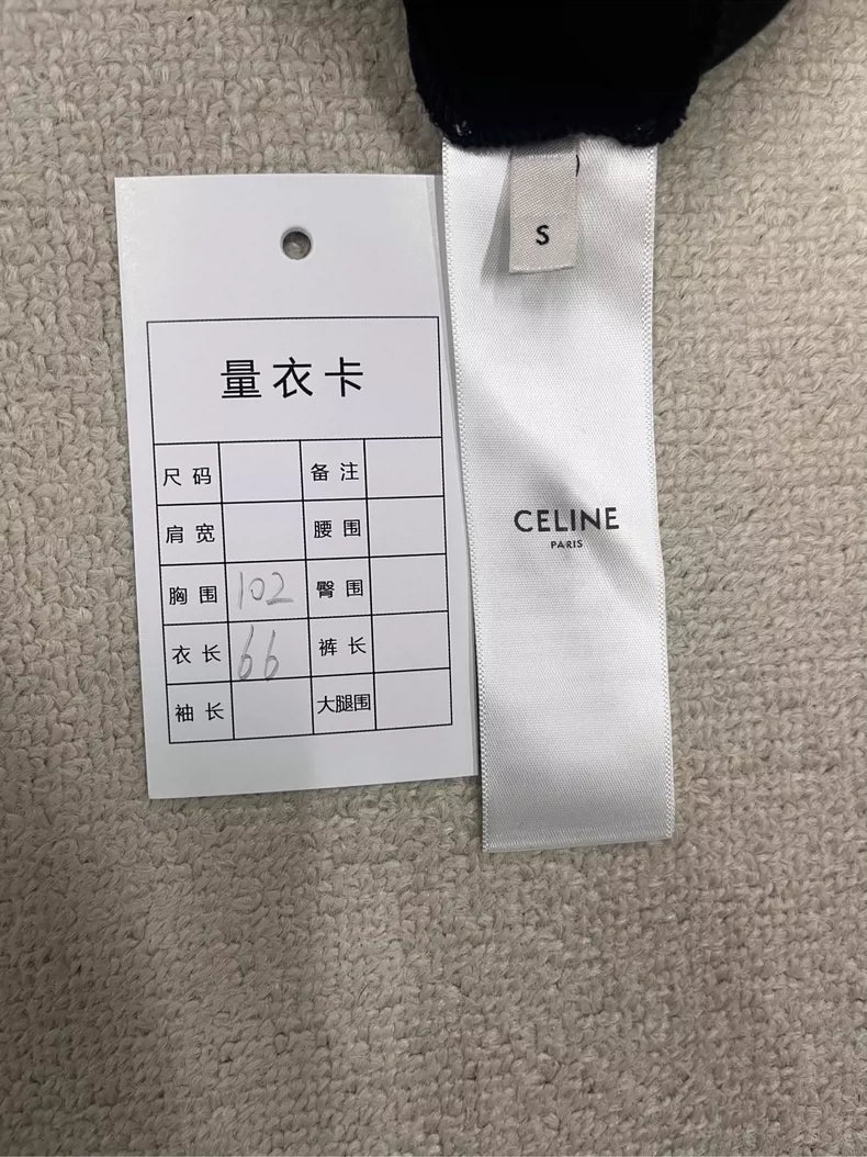 CELINE Logo Color Block Cotton T-Shirt