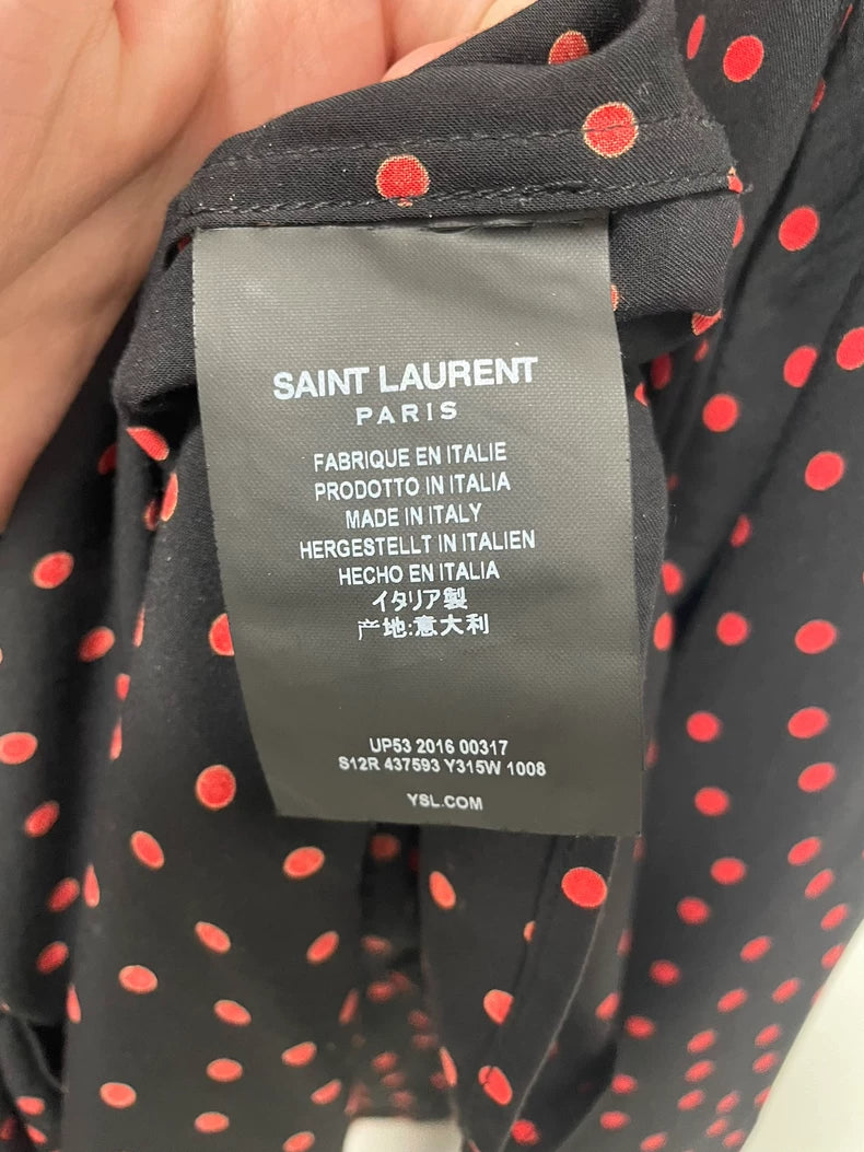Saint Laurent Polka Dot Tie Blouse