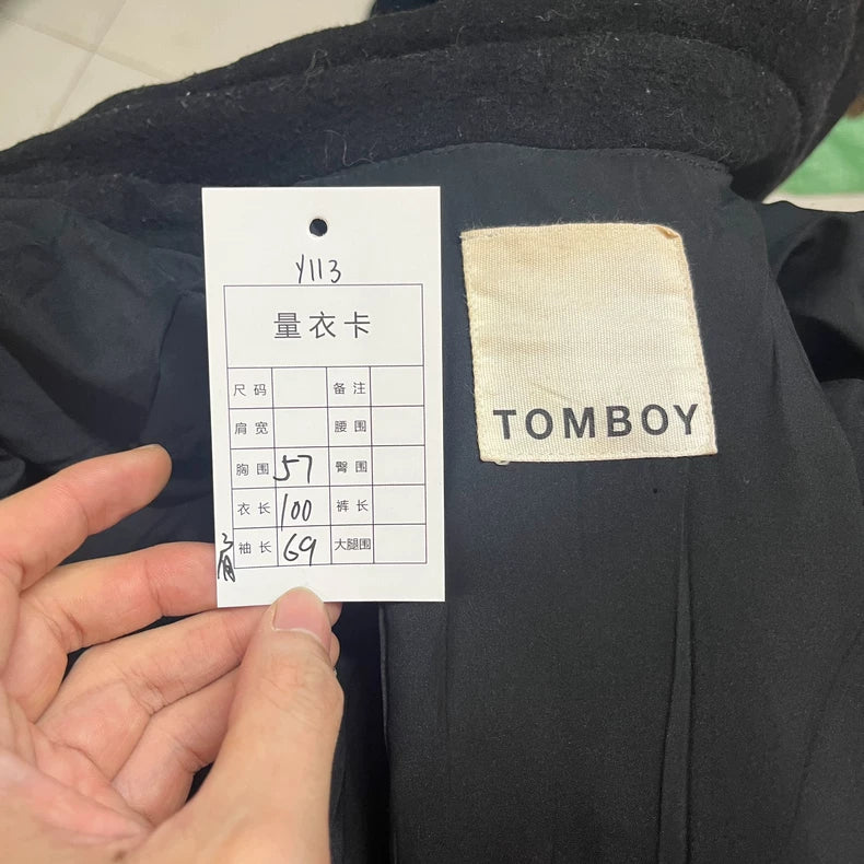 Vintage Black Double-Breasted Wool Coat