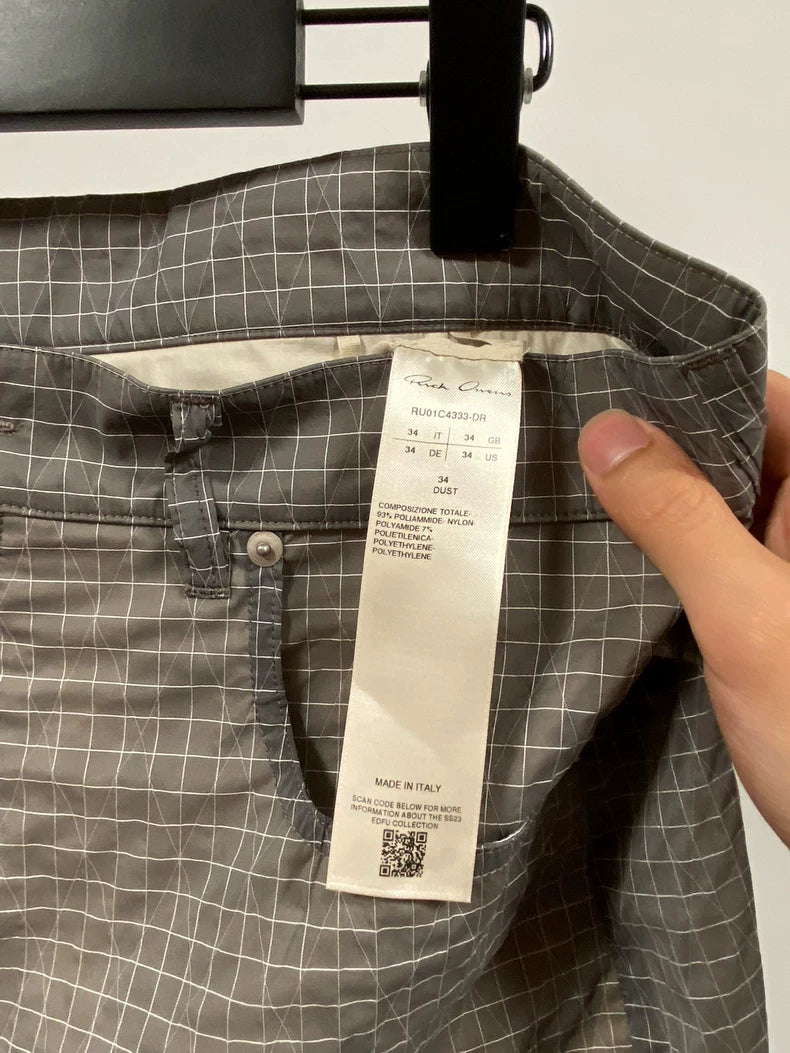 Rick Owens 23ss Geth Bela Check Wide-Leg Pants