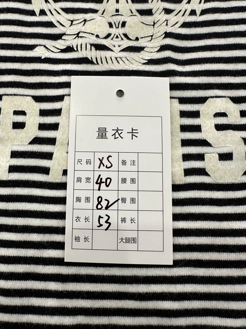 Celine Black and White Striped Anchor Tee