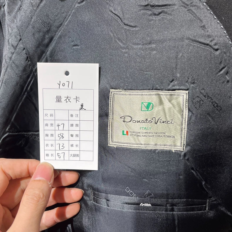 Vintage Black Double-Breasted Wool Suit Jacket