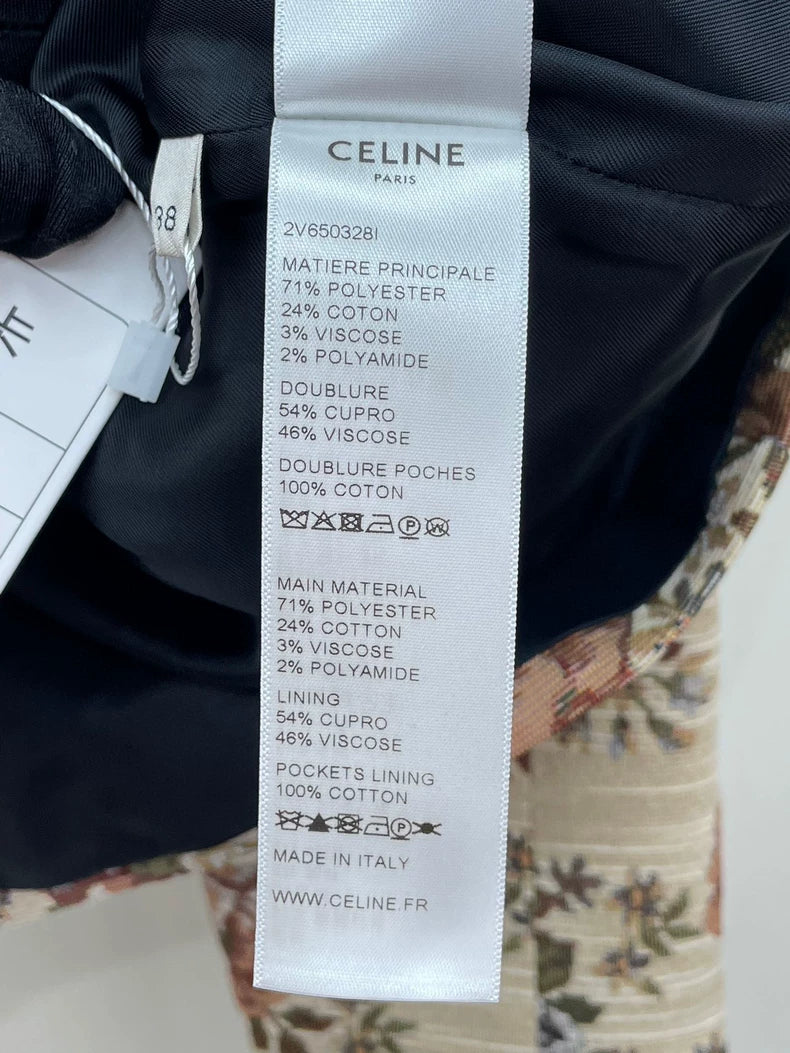 Celine Floral Pattern Jacket With Gold Buttons