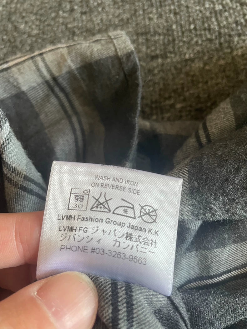 Givenchy Long Gray Plaid Shirt-yf