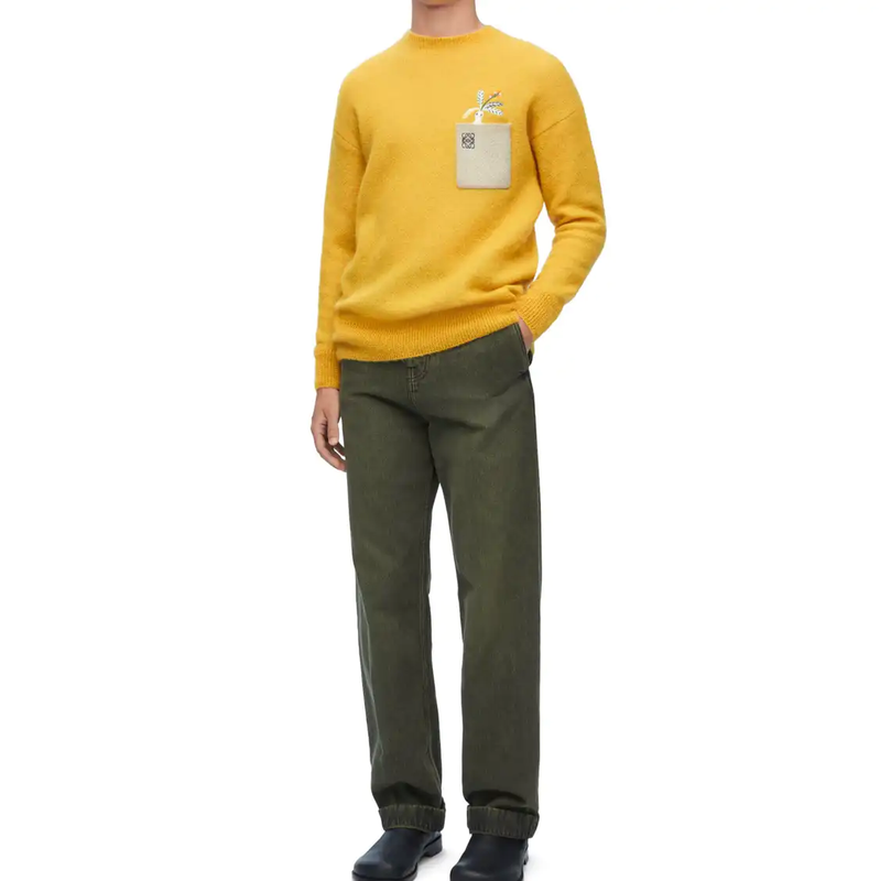Loewe Yellow Knit Sweater with Embroidery 0089