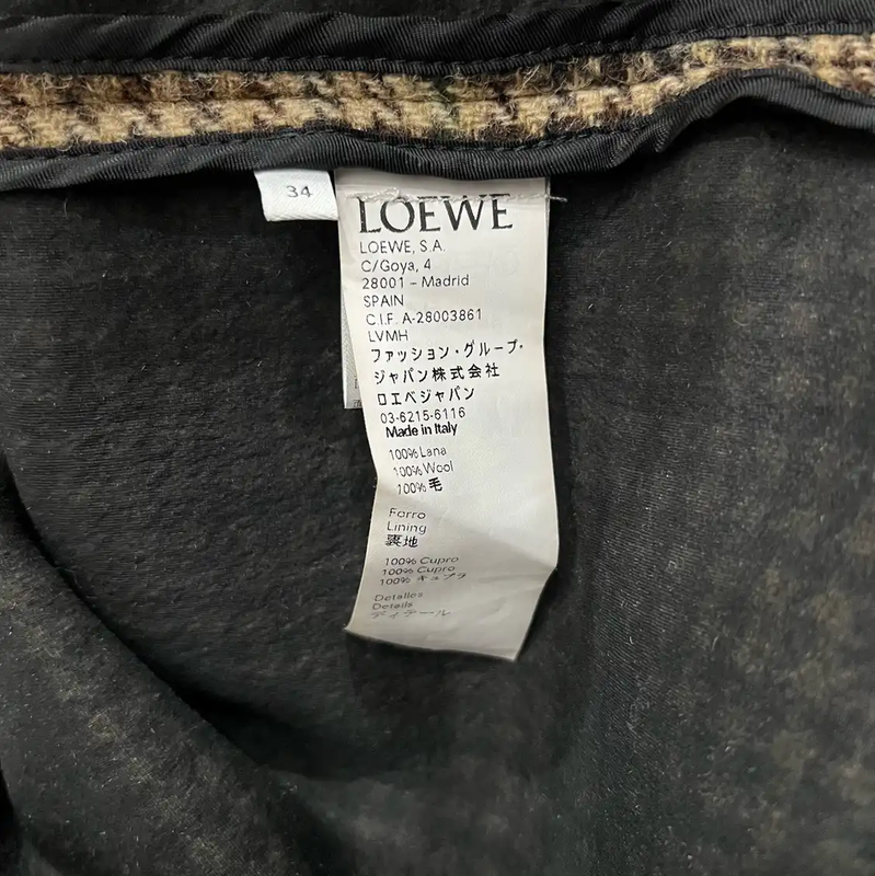 Loewe Brown Checkered Men's Trench Coat 0089