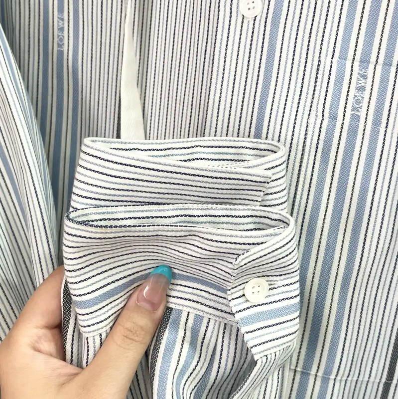Loewe Striped Light Blue Cotton Shirt 0089