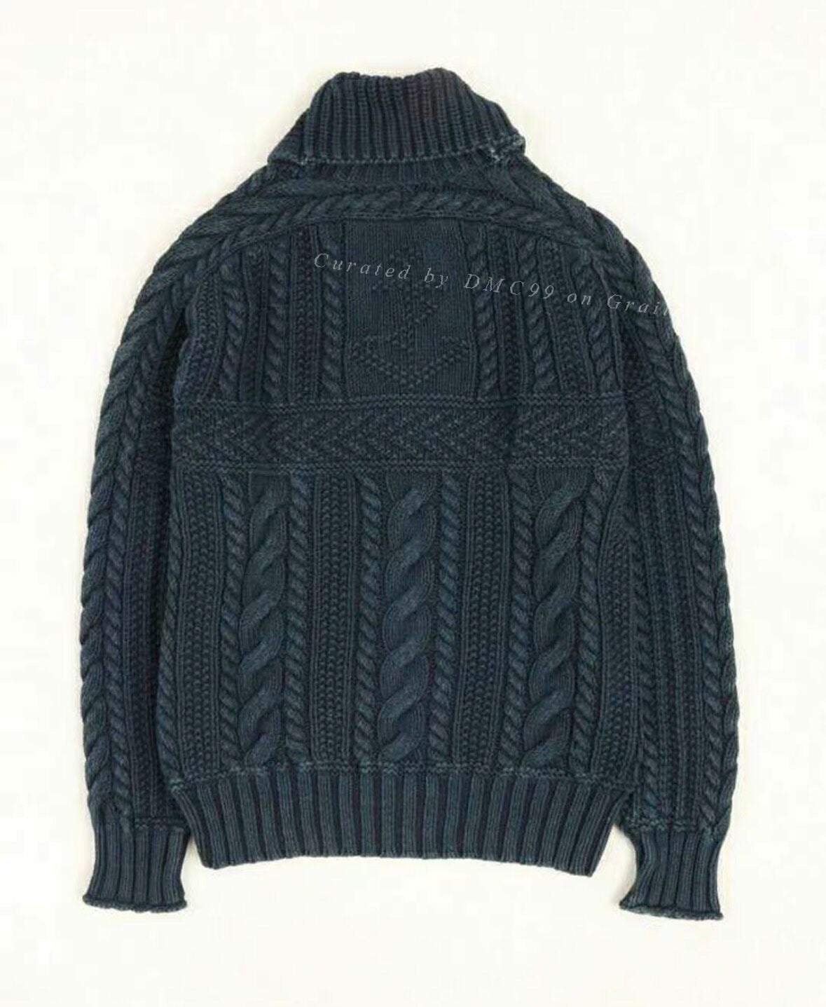 RRL Ralph Lauren Vintage Indigo Cable Knit Cardigan