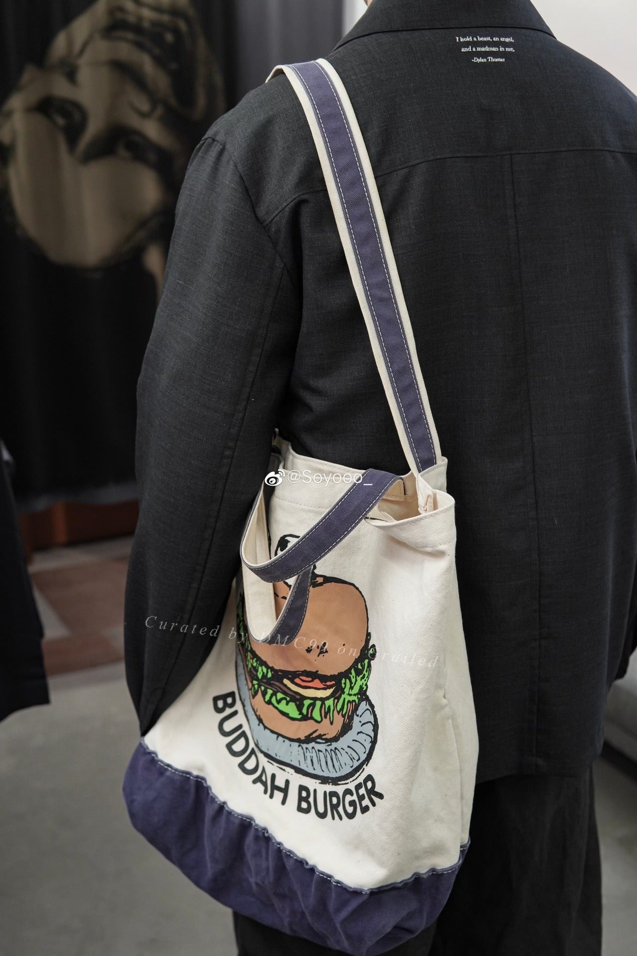 Undercover Hamburger Print Tote Bag