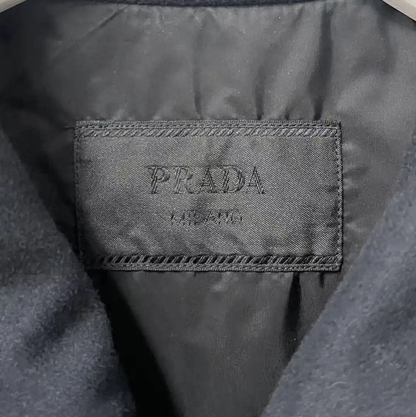 Prada Black Wool Logo Short Sleeve Shirt
