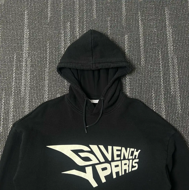 Givenchy Black Cotton Printed Hoodie for Men 0089