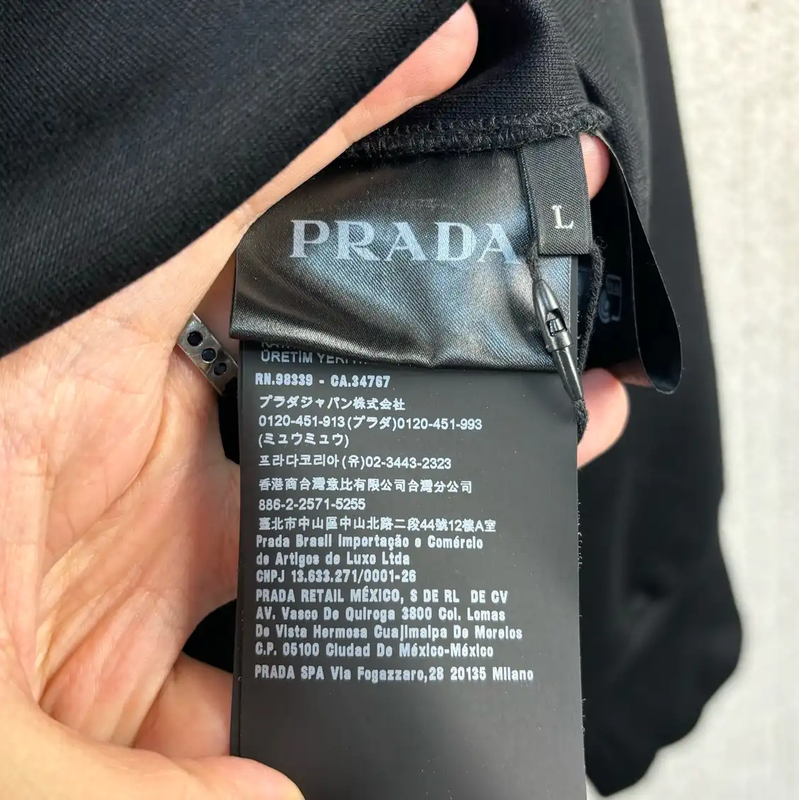 Prada Men's Black Nylon Logo Sweatshirt
