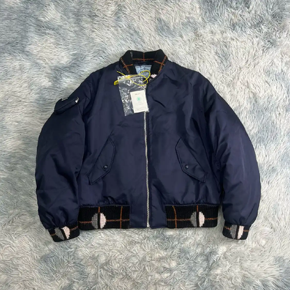 Prada Blue Men's Jacket with Knit Details