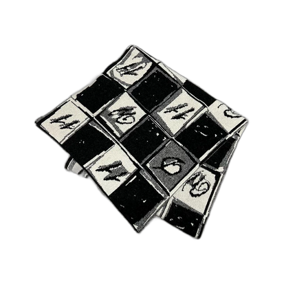 Black and White Checkered Wool Scarf