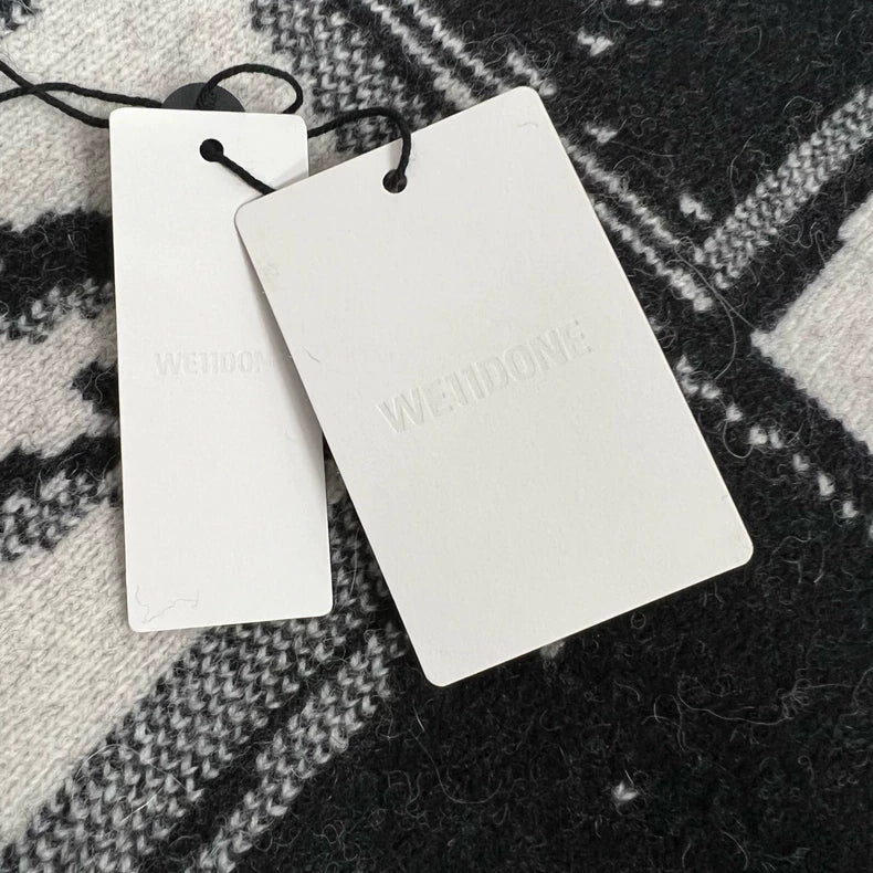 Black and White Checkered Wool Scarf