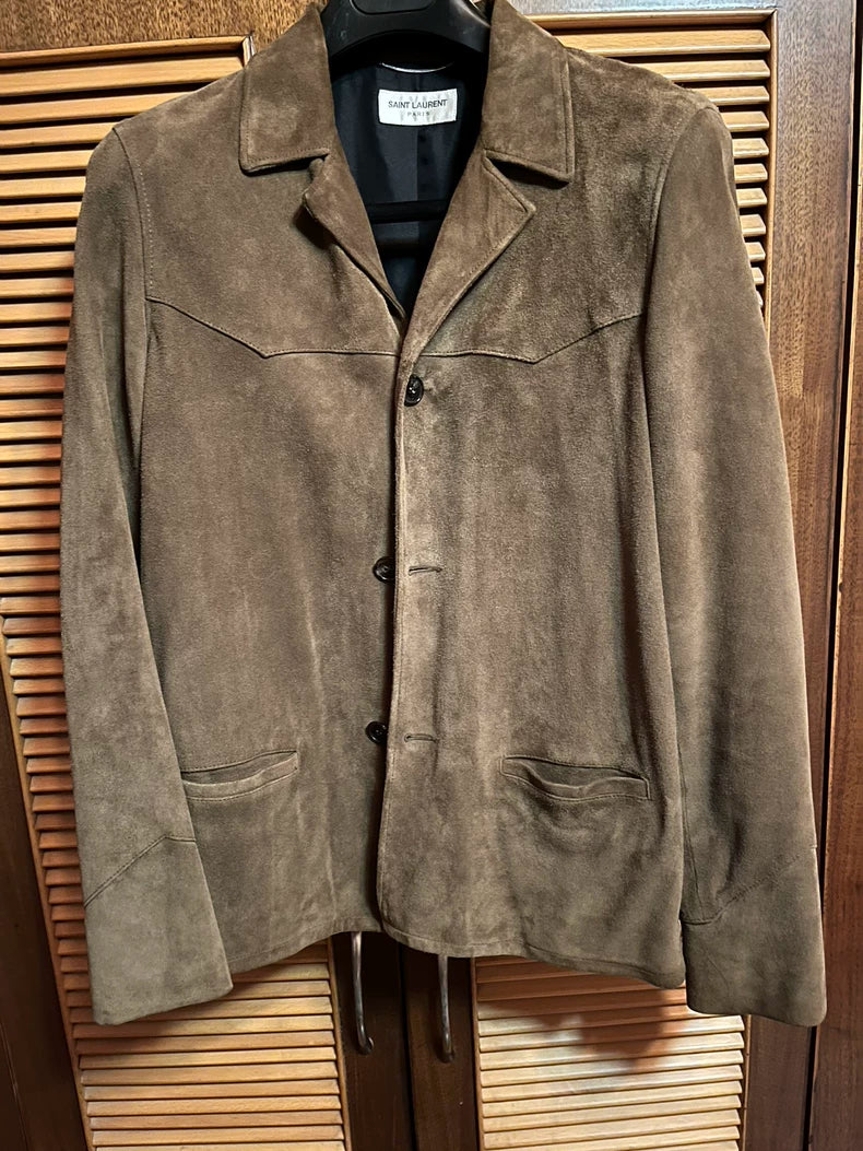 Brown Suede Jacket by Saint Laurent Paris