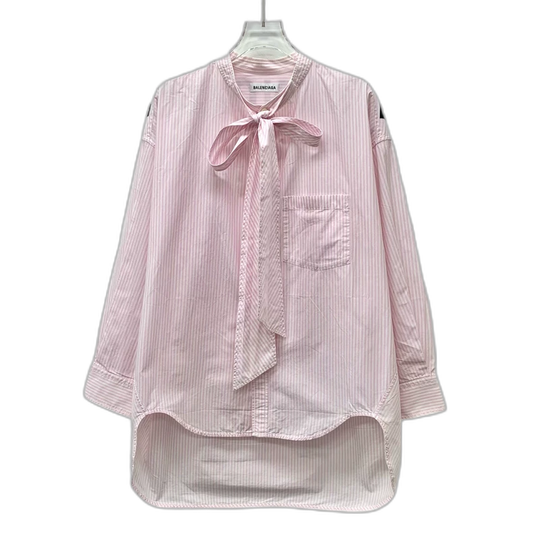 Pink Striped Cotton Long Sleeve Shirt