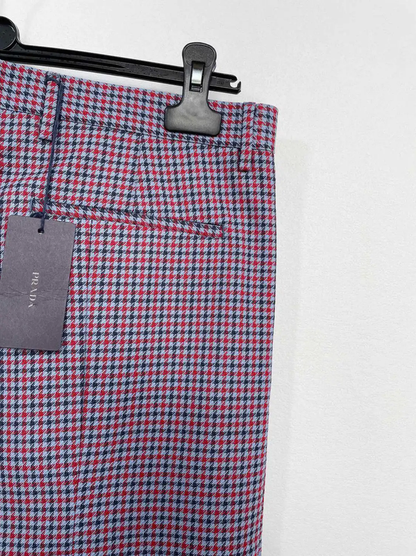 Prada XL Purple Wool Checkered Trousers